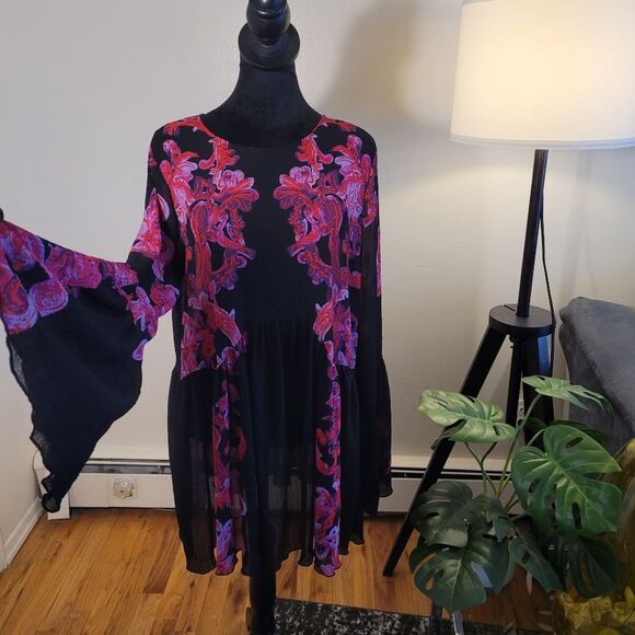 Free People Women's Pink & Black Dress - Picture 6 of 16